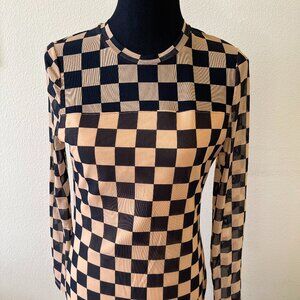 New York & Company Checkerboard A-Line Dress